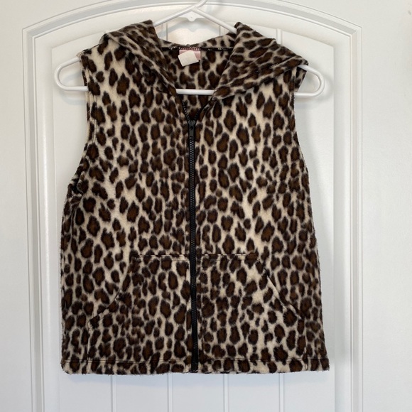 Jackets & Blazers - Love & Kisses Leopard Hooded Zip Up Vest Small